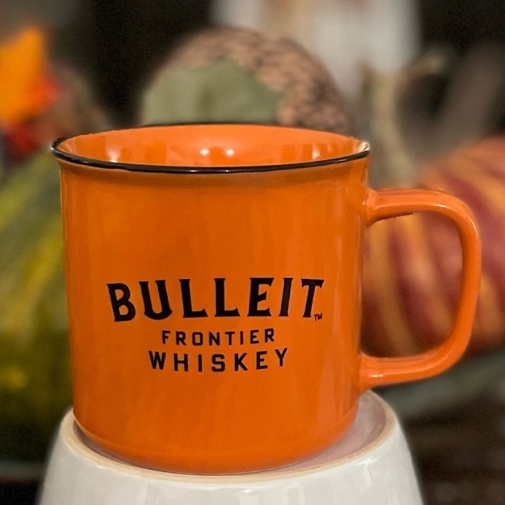 BULLEIT Frontier Whiskey Ceramic Campfire Mule Mugs Orange/Black